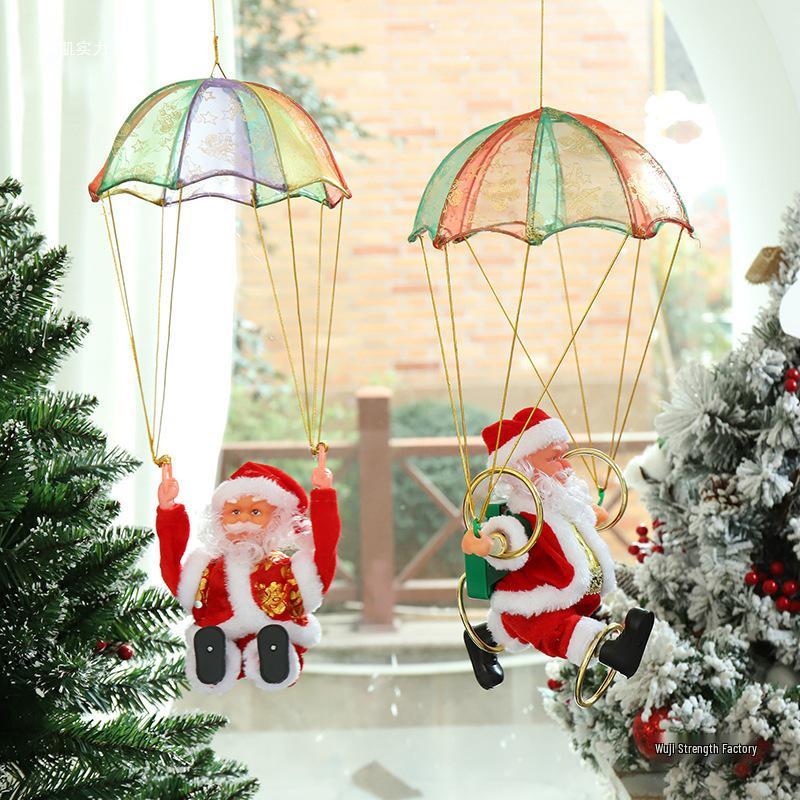 Santa Claus Climbing Rope Tree Ornaments - Christmas Wall Hanging Decorations