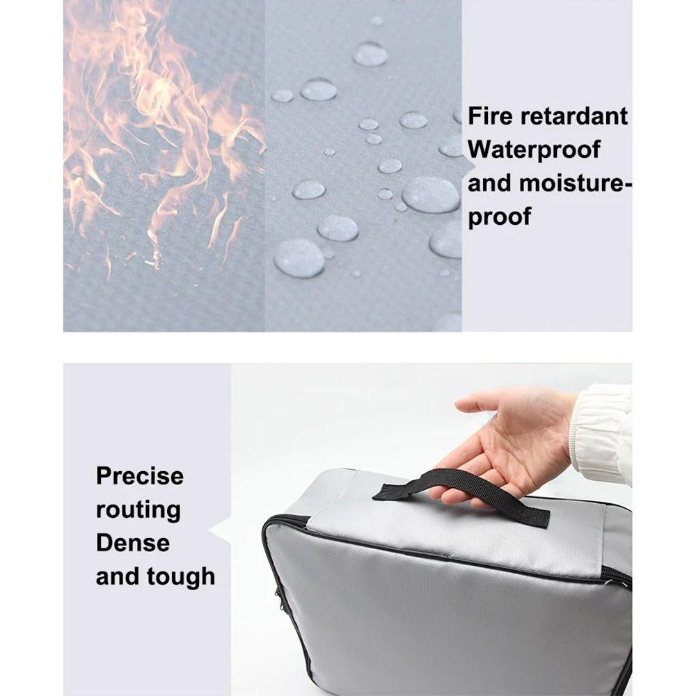 Waterproof Fireproof Document Bag Multi-Layer with Lock Portable Passport Case Space Saving Comfortable Handle Files Briefcase