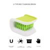 Strong U Shaped Two Sided Stiff Bristle Scrubber Designed for Utensils Blades Automotive Detailing and Compact Storage
