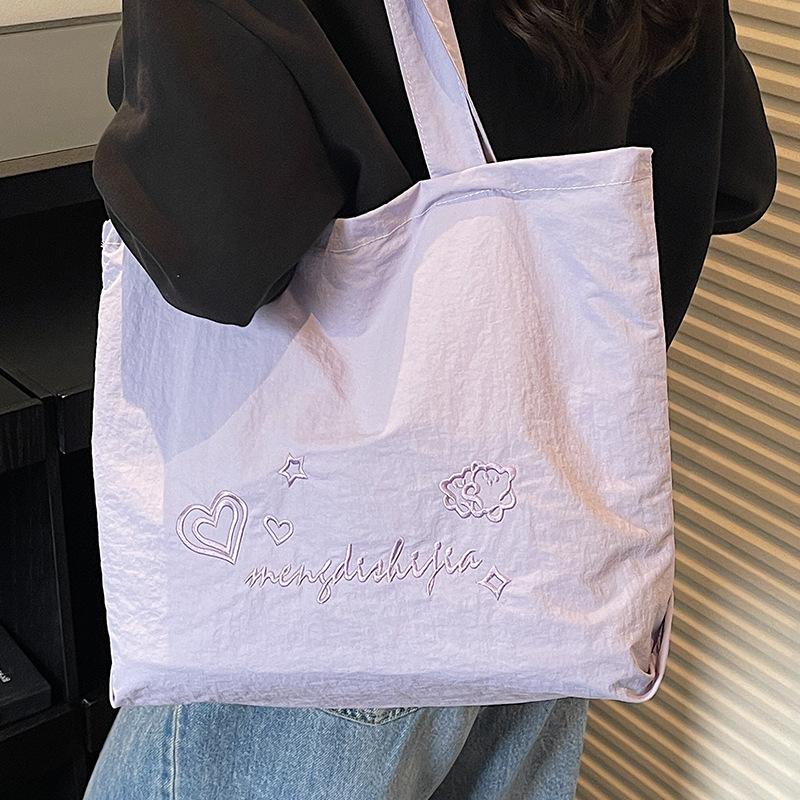 

Simple plain bag women s 2025 new trendy fashion literary small shoulder bag lazy style student class tote bag фиолетовый
