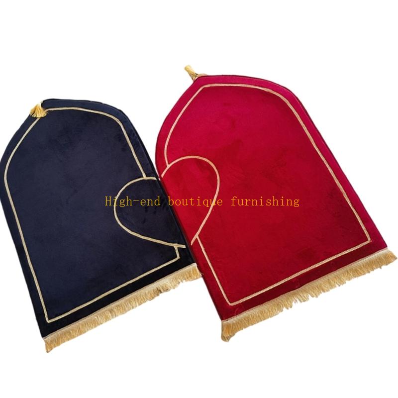 2Pcs Couple Prayer Rug Set Thick Flannel Muslims Prayer Mat with Half Heart Design Worship Carpet for Ramadans or Wedding