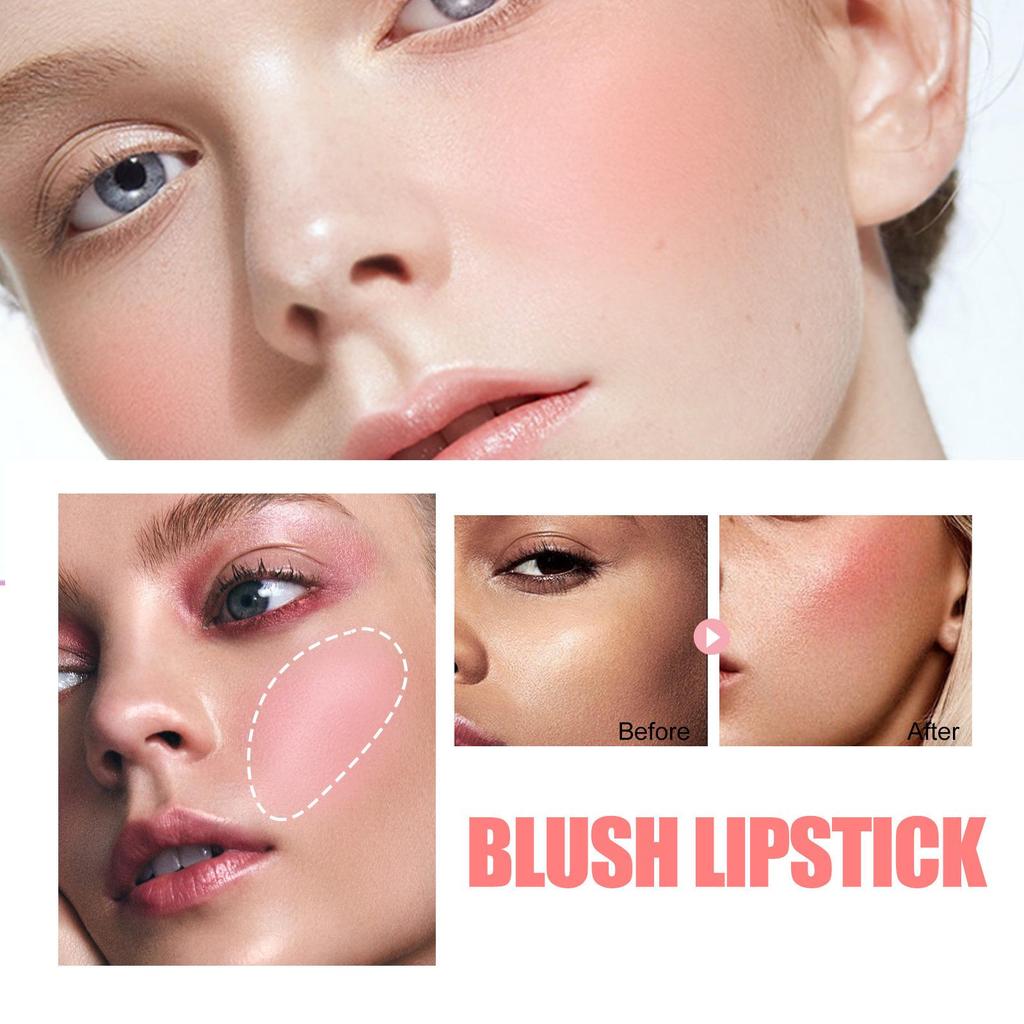 OUHOE Rose Pink Jelly Lip & Blush Stick - Refreshing, Long-Lasting Light Makeup.
