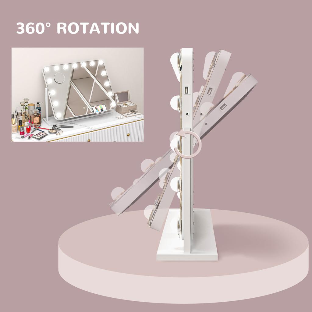 14 LED bulb Tabletop Makeup Mirror, with Adjustable Settings