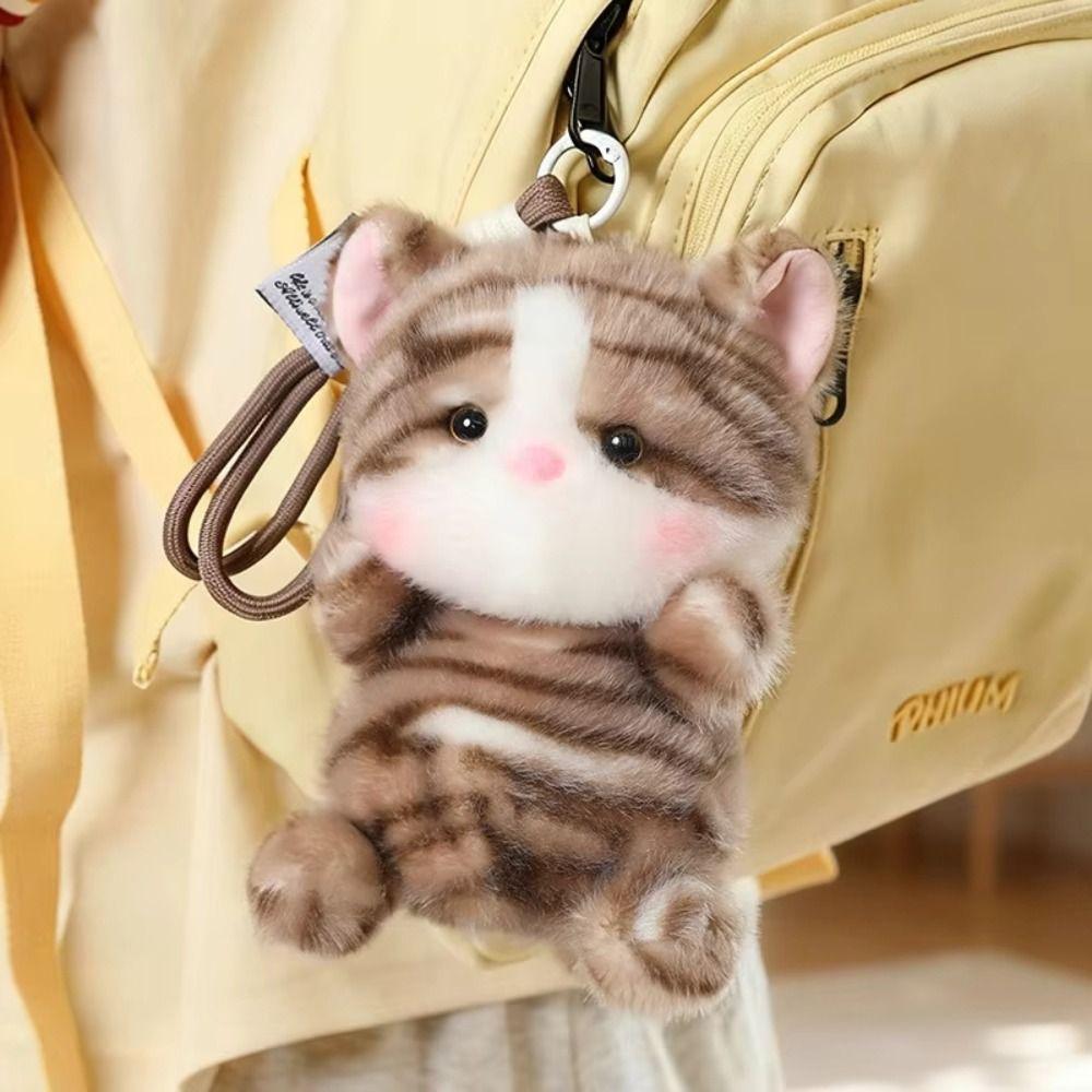 15cm Cat Stuffed Keychain Soft Plush Kitten Pendant Small Cat Plush Keychain Car Decor