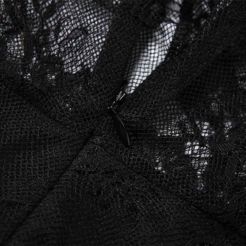 Sexy Durchsichtiges Langes Kleid Aus Spitze, Elegantes Aushöhlen, Rückenfrei, Bedrucktes Partykleid Mit Hoher Taille, Einfarbiges Maxikleid Für Damen