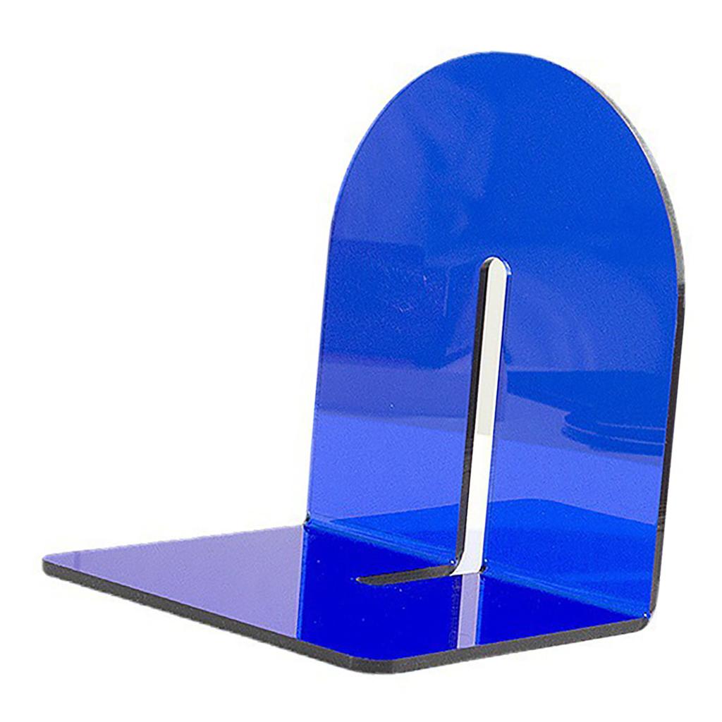 Acrylic Book End Thickened L Shape Bookend Stopper Desktop Book Organizer for Home Library Office Translucent Blue