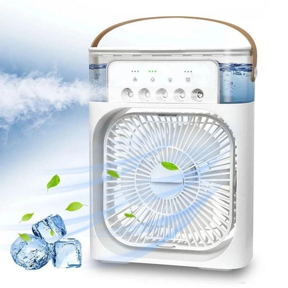 

LED Night Light Spray Fan 3 In 1 Air Conditioner Mini Air Cooler Office білий