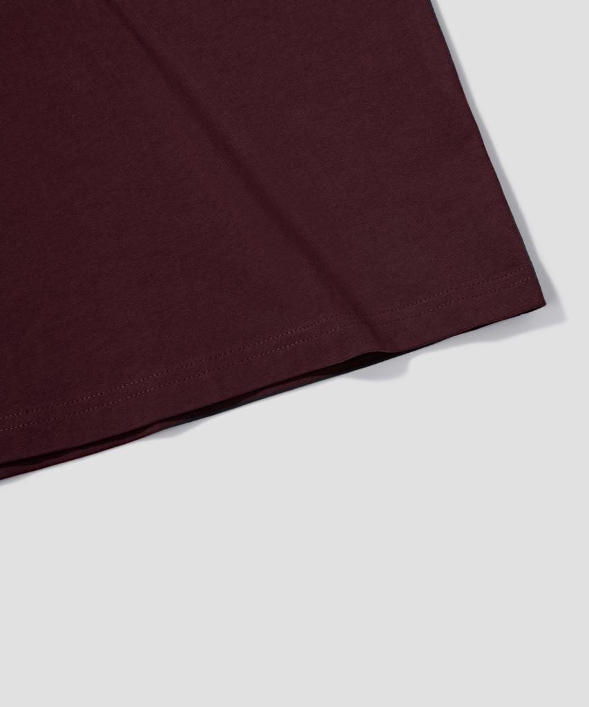 AGOD Oversized Vintage Rugby Short Sleeve T-Shirt [Burgundy]