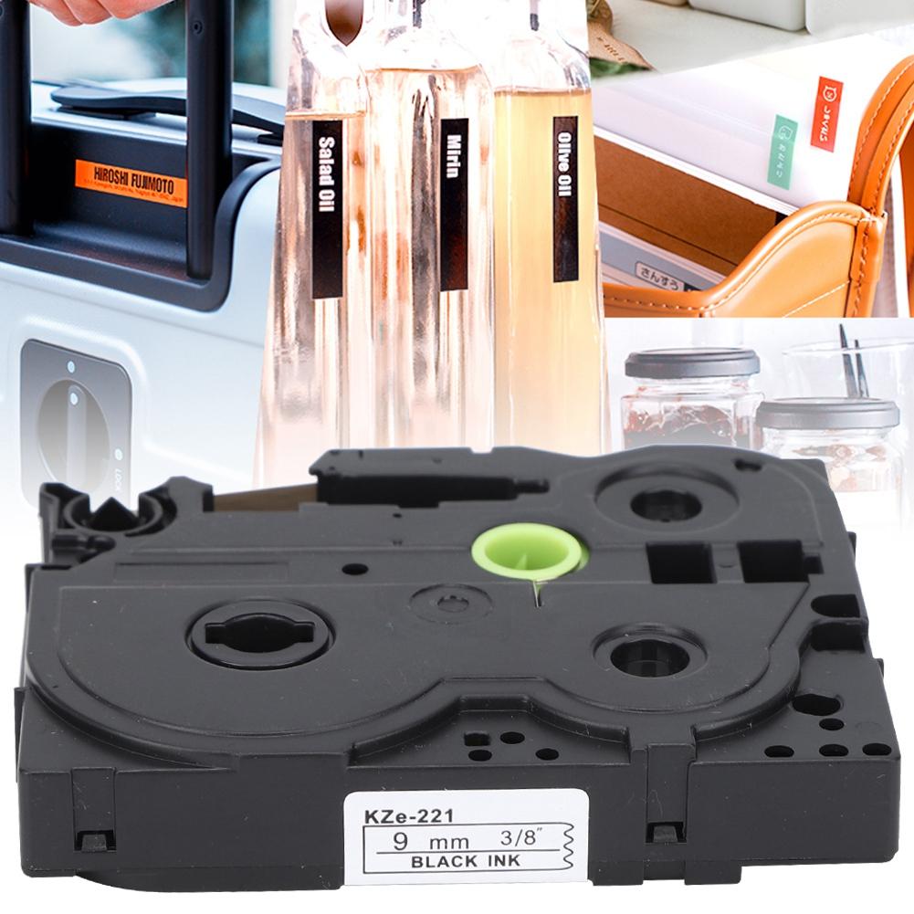 Laminated Label Tape Black On White 9mm Label Maker Color Tape for Brother TZe-221  621