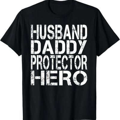 Mens Husband Daddy Protector Hero T-Shirt - Funny Dad Gift