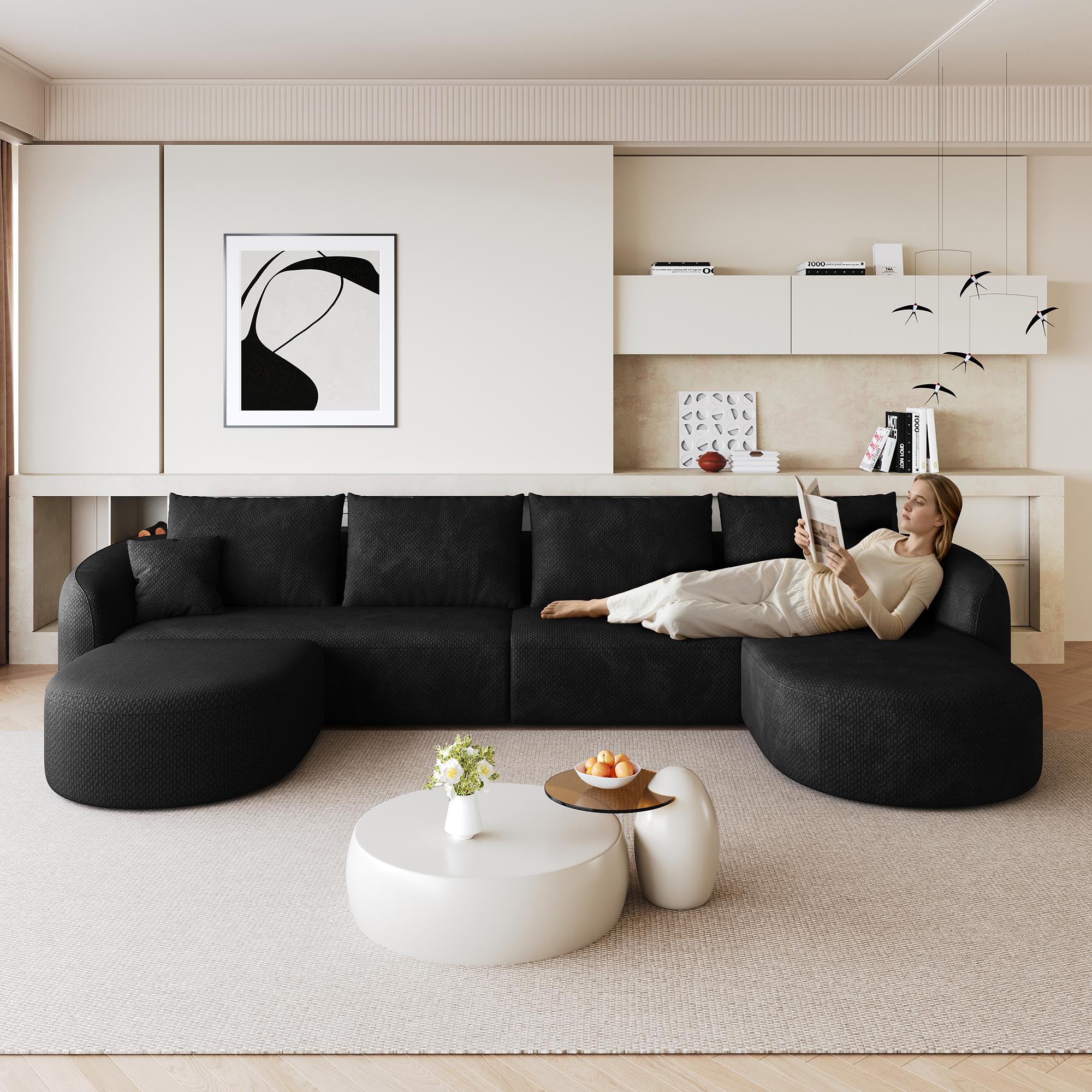 336cm U-Shaped Corner Sofa, Sponge Compression