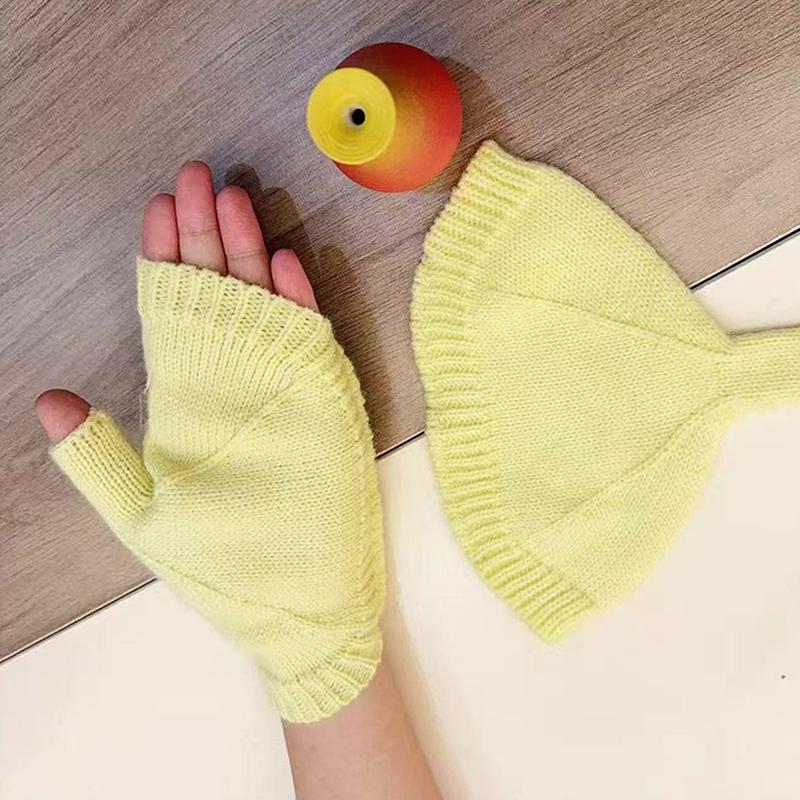 Cute Shell Finger Knitted Gloves Warm Versatile Winter Warm Cold Finger Gloves