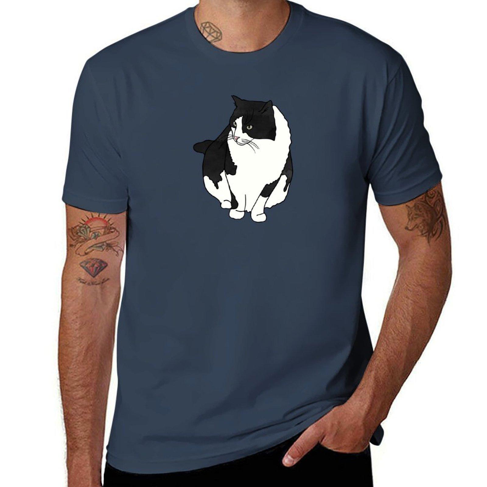 Black And White Cat Tshirt Festive Simple Tshirt S