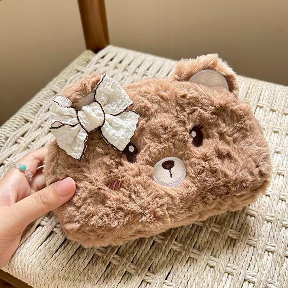 Plush Plush Pencil Case Bear Pencil Pouch Multi-Purpose Fluffy Animal Pen Bag  School Supplies