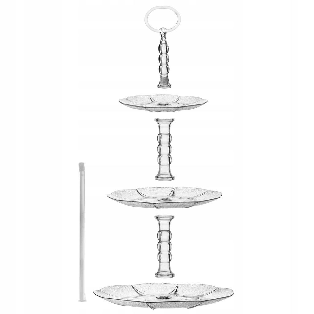 KADAX Patera Na Ciasto Szklana Owoce 3 Piętrowa Okrągła Talerz Na Ciasta