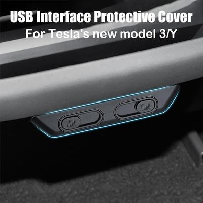 USB Port Protective Cover For Tesla Model Y Juniper 2025 Highland ABS Slide - Panel DustProof V7L8