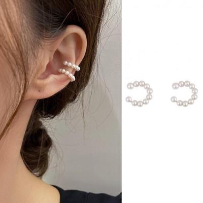 C Pearl Ear Cuff 2P Bangle Earrings Piercing Earrings