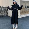 Long sleeve plus size Black Hooded new in dresses for women casual loose spring autumn winter sweateshirt dress