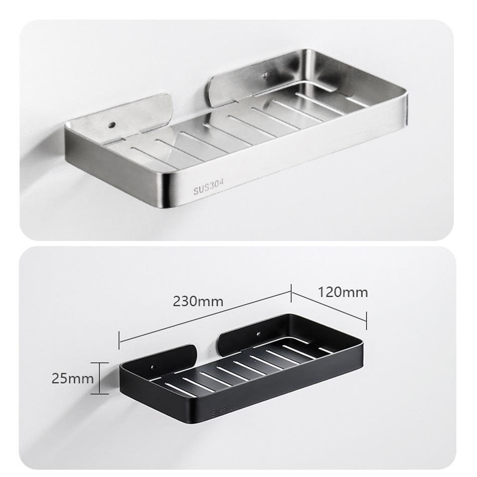 304 Roestvrij Staal Zeepbakje Zwart Zilver Geborsteld Roségoud Wit Opbergrek Douche Zeepschaal Plank voor Keuken Toilet Badkamer
