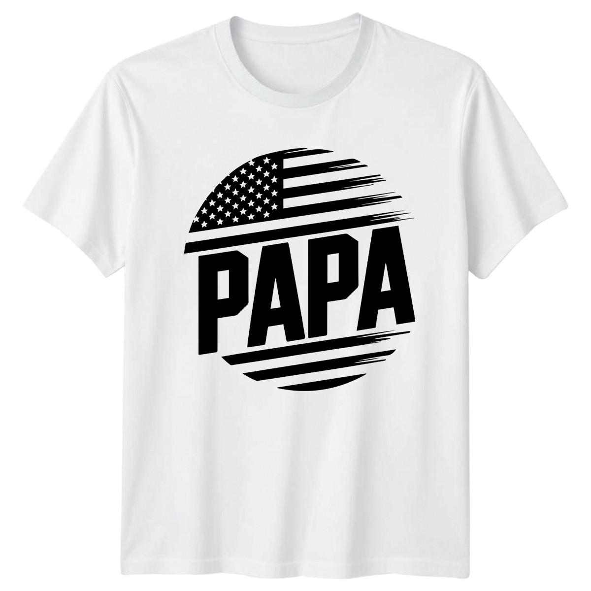 Papa Mens T-Shirt American Flag Fatherhood Fathers Day Gift For Him XXL