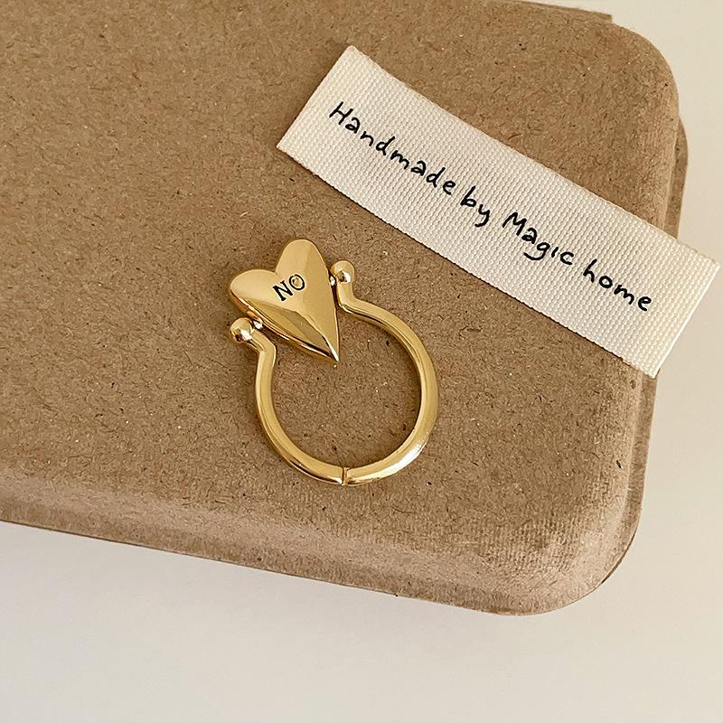 Exquisite Personality Glossy Surface Stainless Steel Heart Letter "YES""NO" Rings For Women Finger Charm Jewelry Accessory Gifts