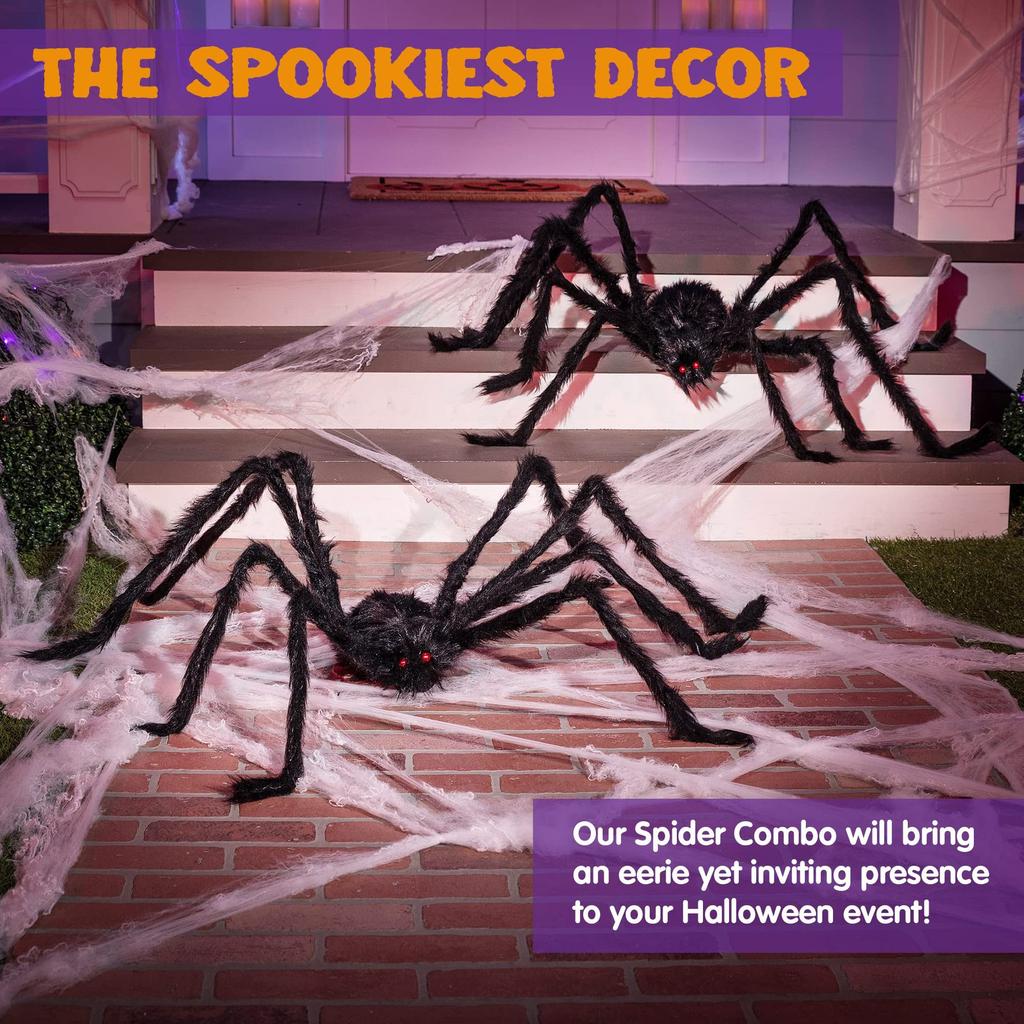 Halloween Home Decor Yard Porch Ornament Haunted House Realistic Artificial Spider Black Plush Halloween Giant Fake Spiders