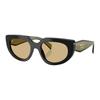 Temple Logo Design Acetate Oval Sunglasses Women's Black/Green