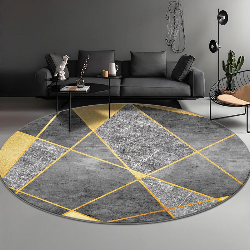 Modern Geometric Circular Carpet Luxury Office Chair Floor Mat for Spacious Living Room Sofa Carpet Home Decoration