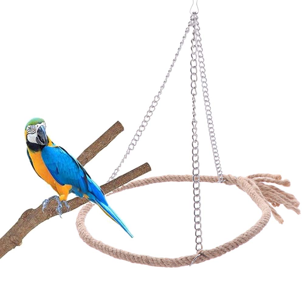 Bite Resistant Bird Rope Ring Swing Toys Metal Parrit Swing Stand Bird Hammock Perch  Home