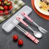 3pcs Portable Cutlery With Storage Box, Spoon, Fork, Chopsticks For Workplace, Restaurant Kitchen Utensils Travel Accessories