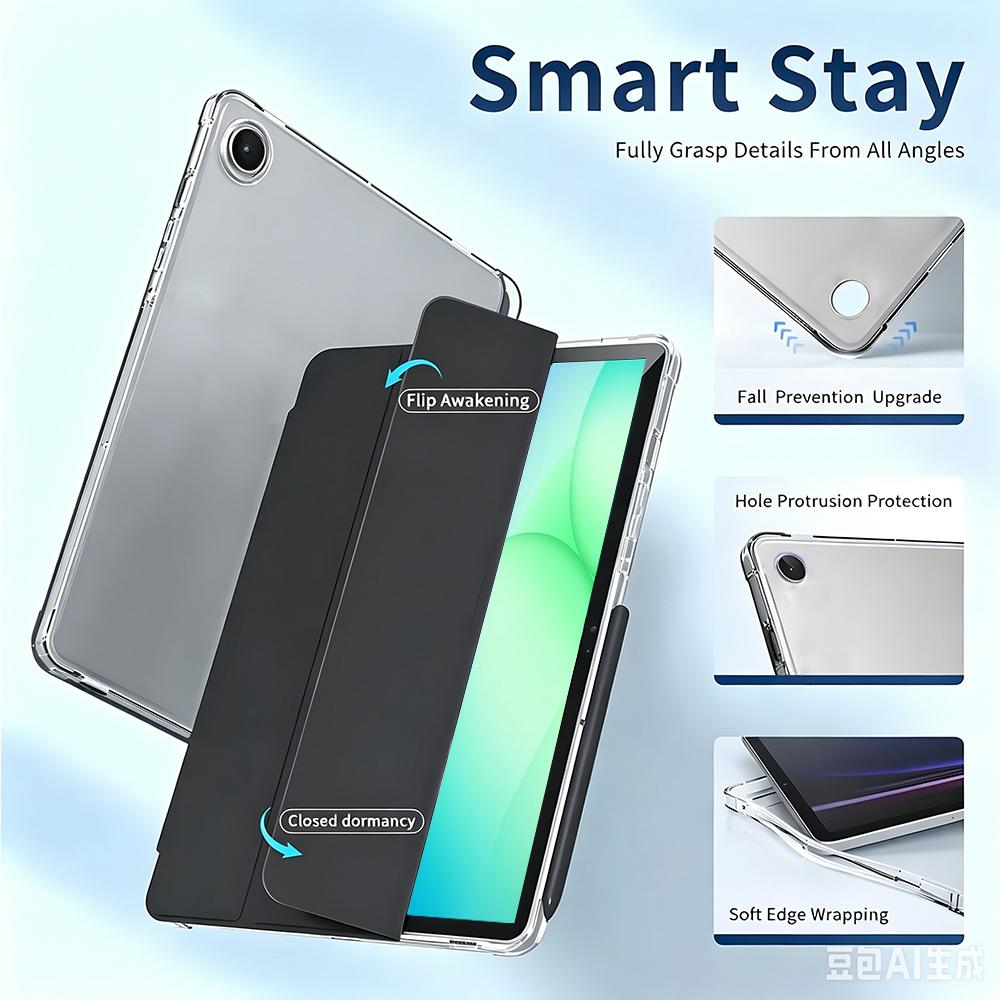 For Samsung Galaxy Tab A8 A9 A11 S6 S9 S10 FE Lite 10.4 10.5 10.9 11 X231 X210 Transparent Acrylic Case , Auto Wake/Sleep Cover