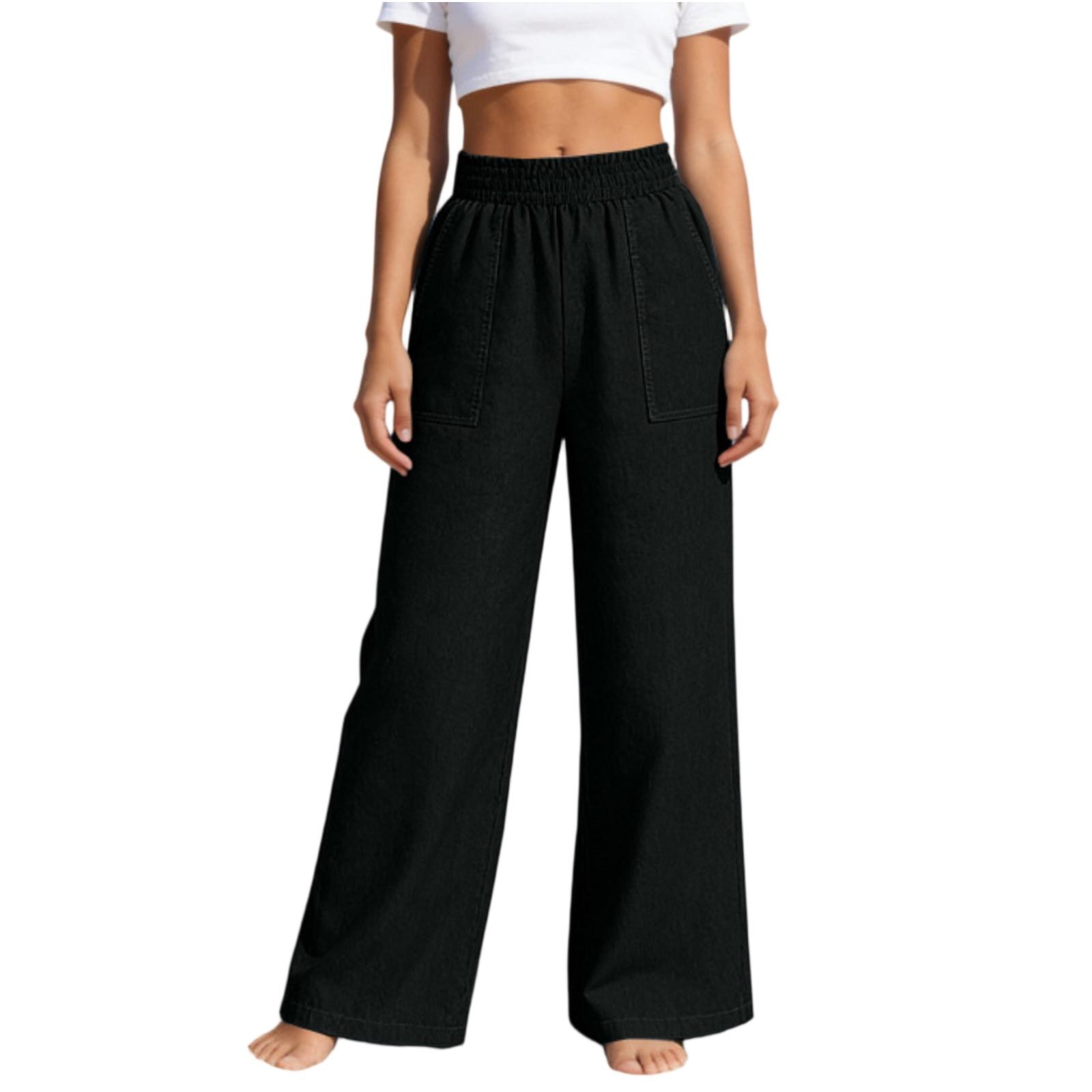Women s Loose-fitting, Versatile Color Floor-length Wide-leg Trousers L