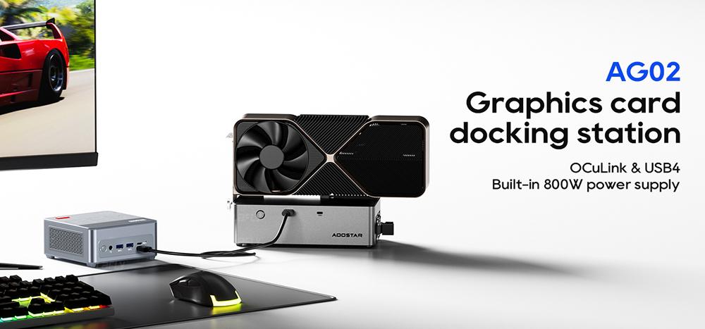 AOOSTAR AG02 OCulink USB4 Graphics Card 3*8Pin Built-in 800W Power Supply Game PCIex16 Extension Open Space for Laptop