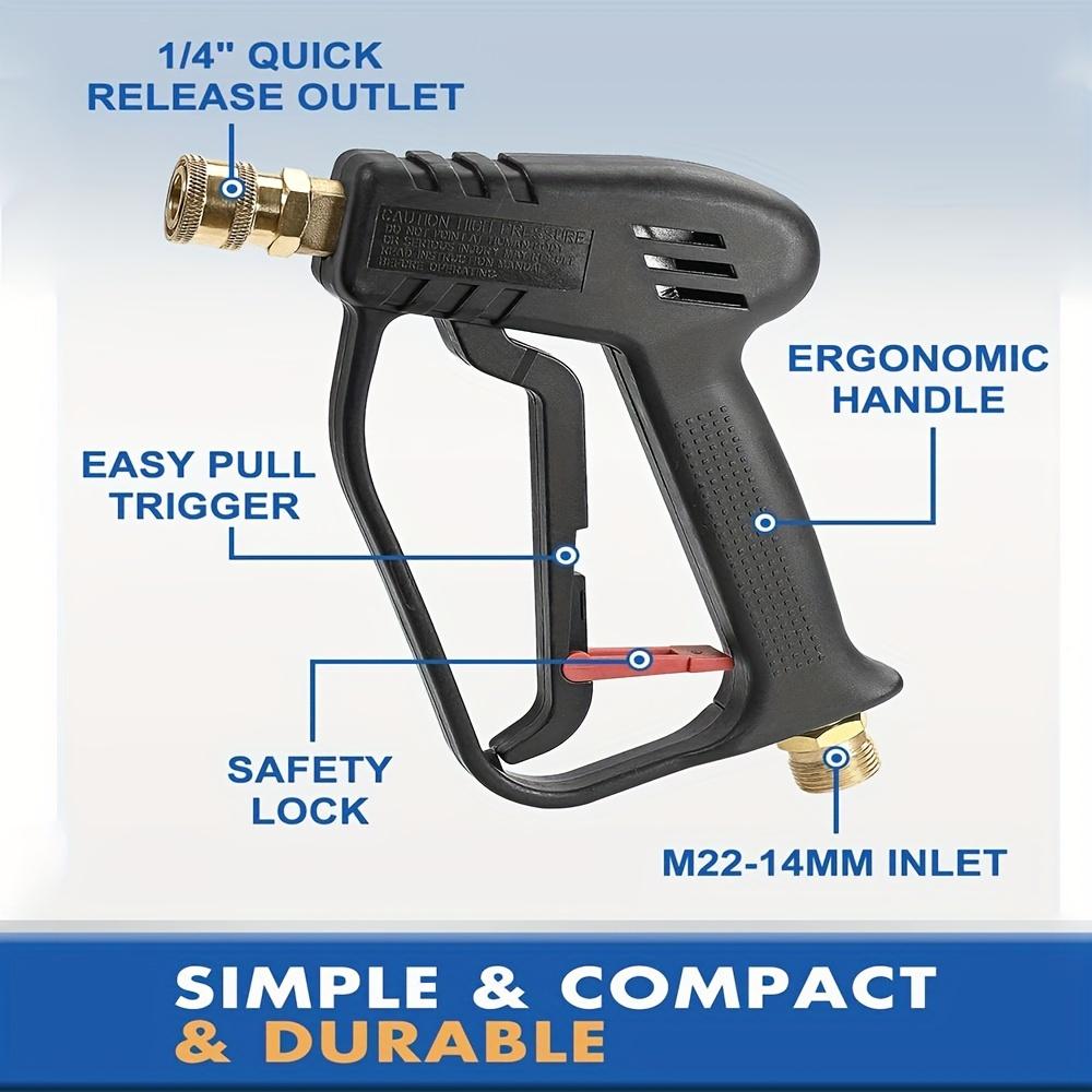 4000PSI High Pressure Washer Gun with 5 Color Nozzles, 1/4" Quick Connect, M22-14 Manual Power for Car & Garden Cleaning