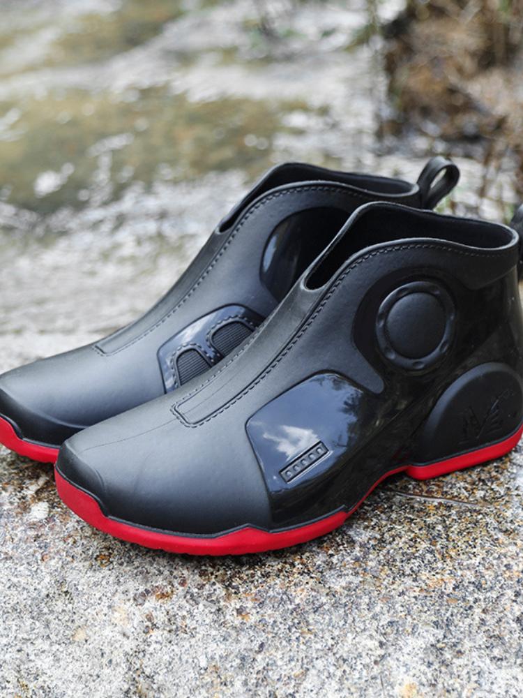 Men's Fashion Ankle Rain Shoes 2024 Winter Outdoor Waterproof Work Shoes Fashion Short Boots Car Washing Rubber Men's Shoes