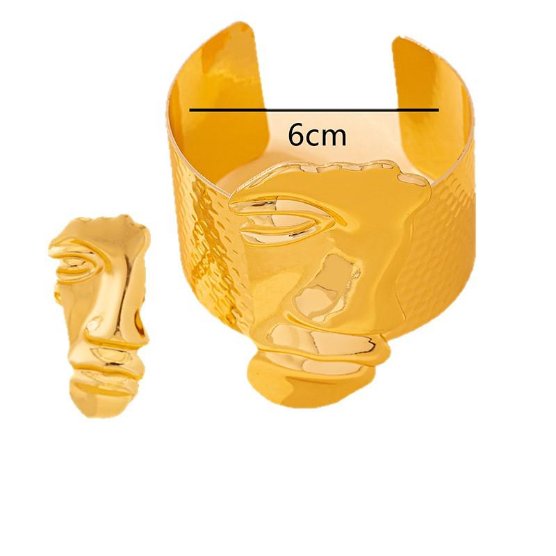 Ensemble Bracelet & Bague Portrait Visage Femme Élégant Haut de Gamme