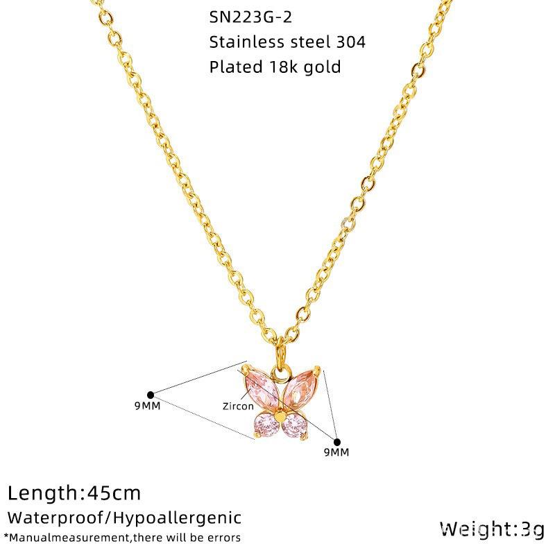 Color Titanium Steel Butterfly Necklace Light Luxury Diamond Malachite Green Clavicle Chain Personalized Pendant Jewelry