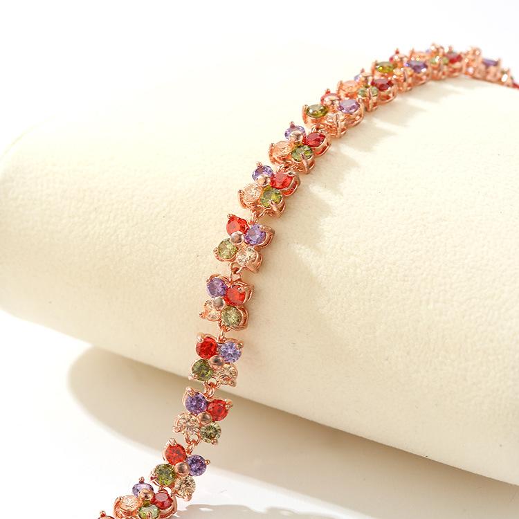 2026 Jewelry New European and American Style Rose Gold Women's Colorful Zircon Bracelet