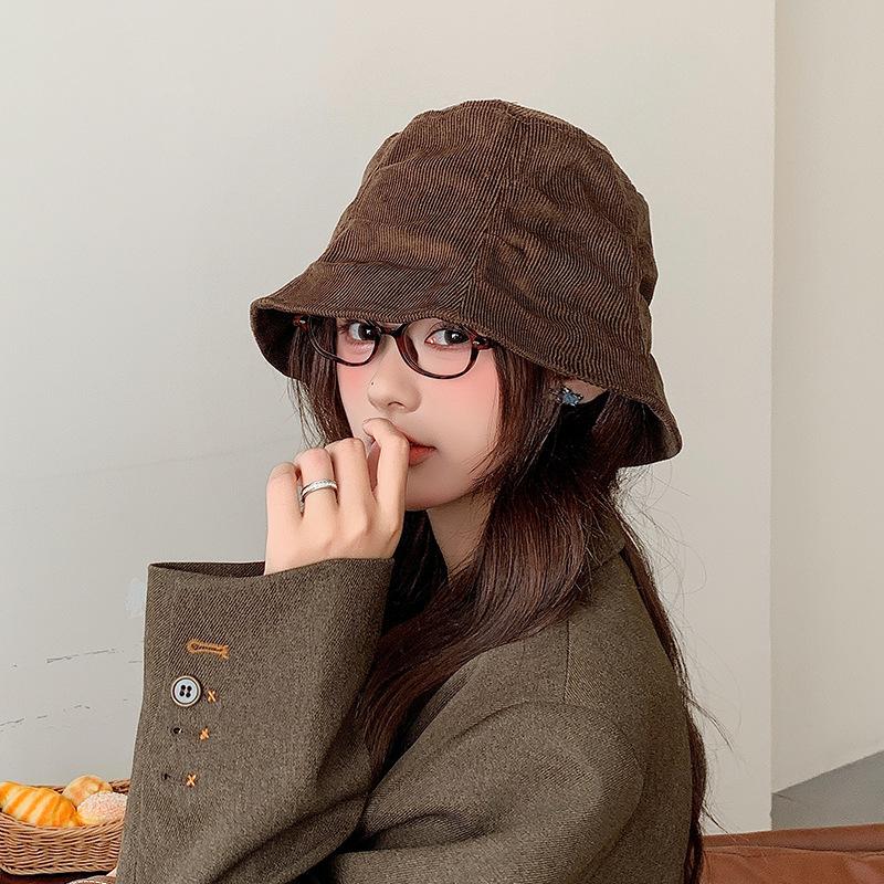 Autumn and Winter Japanese Style Retro All Match Bucket Hat with Big Head Circumference Showing Face and Small Basin Hat
