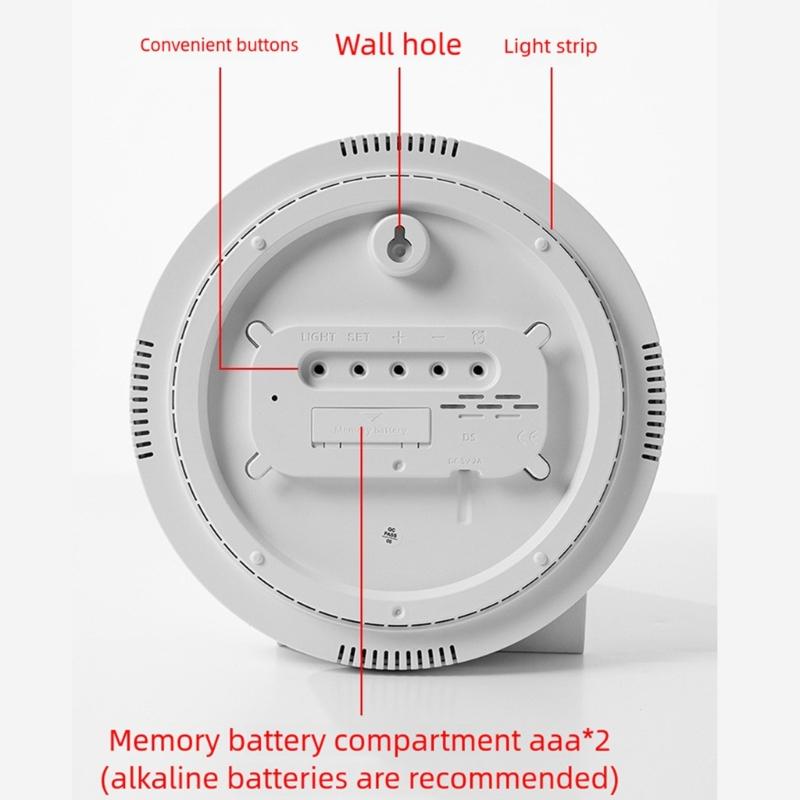  Color Changing LED Wall Clock With Oversized Display Quiet Mechanism Temperature Home