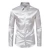 2026 Spring and Autumn Men's Men's Satin Nightclub Style Solid Color Glossy Trend Long Sleeve Shirt Men's