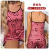 2 stuks/set dames O-hals mouwloos topje elastische hartprint bandjes pyjamaset hoge taille shirring