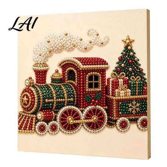 Progetti Artistici per Alleviare lo Stress Kit Perle Finte di Natale Pittura Capanna Innevata di Babbo Natale Kit Artigianale 3D Scintillante con Perline Fai da Te per Adulti Parete per le Festività Invernali di Casa