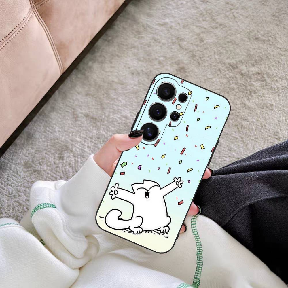 Cute S-Simons Cat Phone Case For Samsung S 24 Fe 25 Ultra Plus 20 Lite 21 30 22 23 24 22 Ultra 5G Fundas