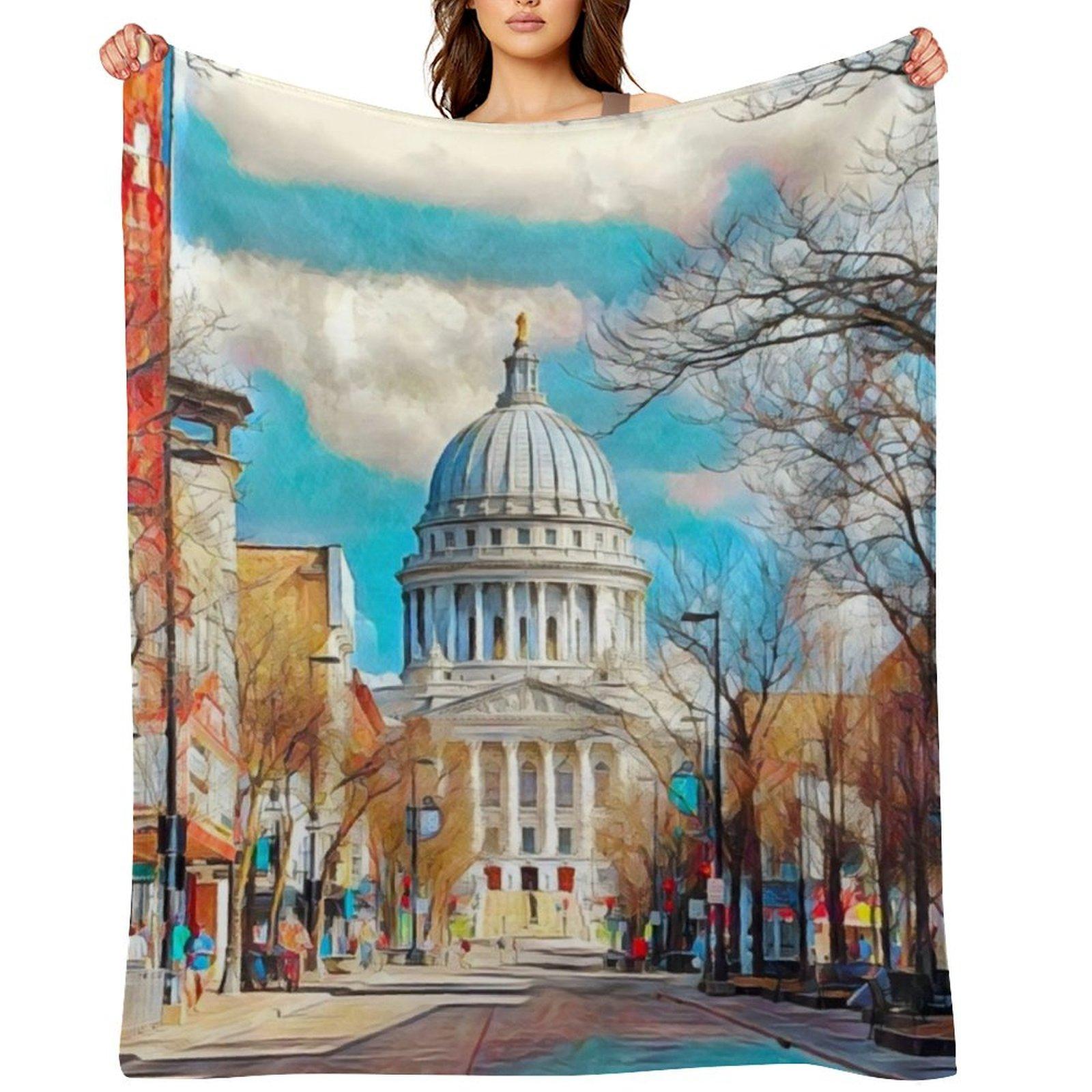 Madison Wisconsin Throw Blanket wednesday Bed Fashionable Fashion Sofas Decorative Sofa Blankets 30x40in