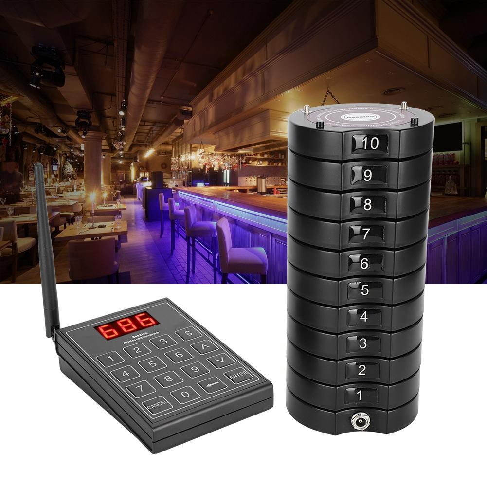 668-S Wireless Guest PaginG Queuing System 1 Tastatur Sender+10 Coaster Pager