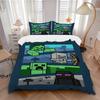 3pcs Minecraft Creeper, Skeleton, Enderman Pixel Art Home Decor Bedding Set-Universal Three-Piece Suit for Bedroom, Guest Room, Living Room,