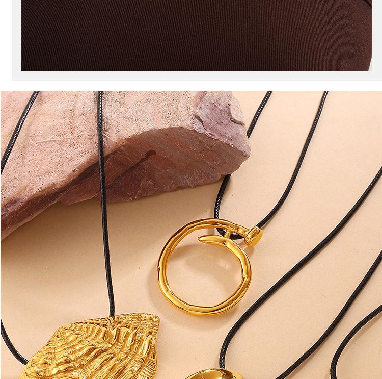 2025 Winter Fashion 18K Gold Stainless Steel Geometric Stackable Sweater Chain with Colorfast Black Rope for Women