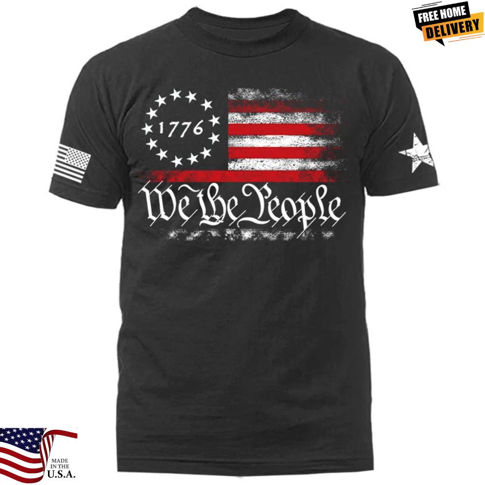 We The People US Flag American Pride Patriotic Graphic Tshirt S
