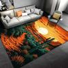 Sunset Desert Scene Carpet with Cactus Pattern, Warm Earth Tones Design Suitable for Use As an Anti-slip for Living Room Bedroom Sofas